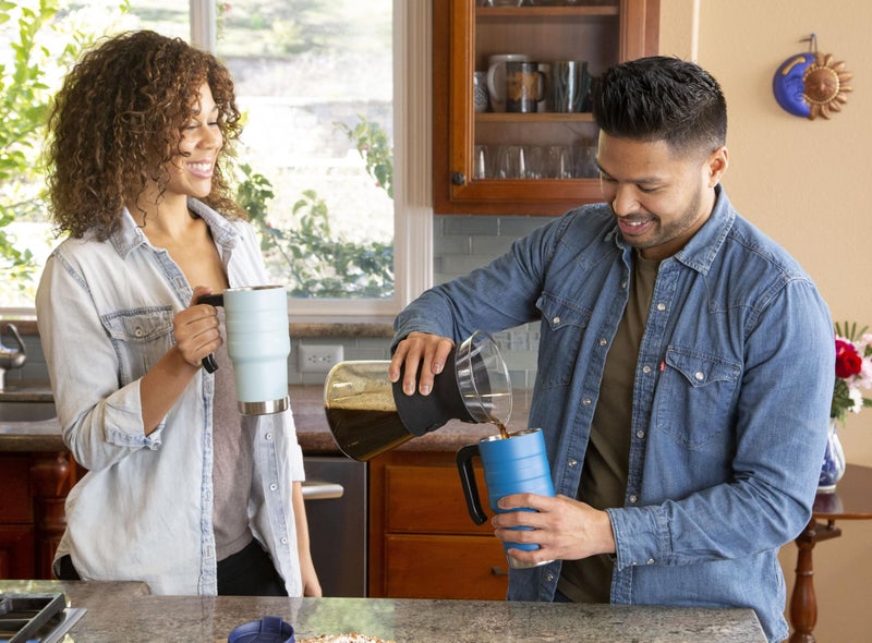 MIRA 20 oz Insulated Travel Mug - Stainless Steel Coffee Cup with Spill-Proof Flip Lid & Handle - Hot/Cold Car Tumbler - White - Image 4